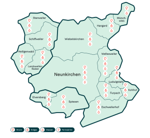 Das Vertriebsgebiet der KEW Netz Neunkirchen